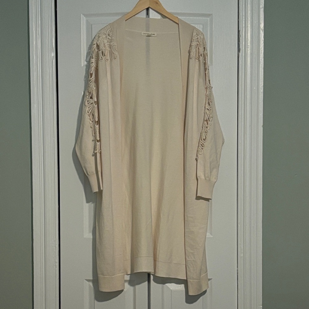 Lace and Pearl Cream Cardigan